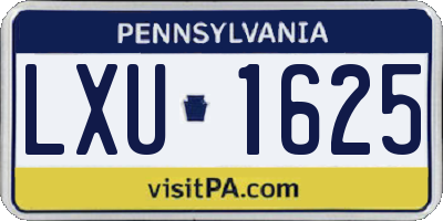 PA license plate LXU1625