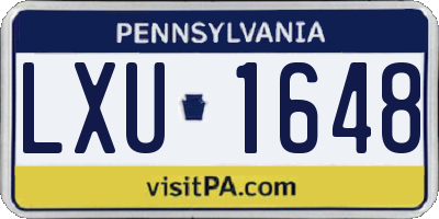 PA license plate LXU1648