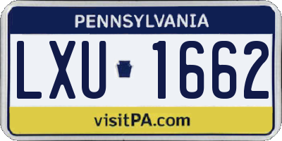 PA license plate LXU1662