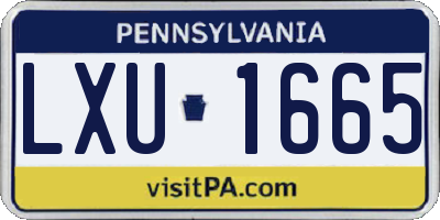 PA license plate LXU1665