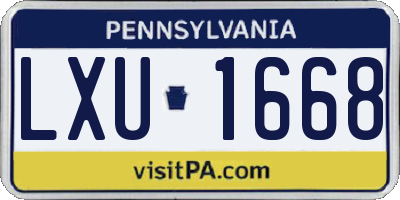 PA license plate LXU1668