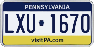 PA license plate LXU1670