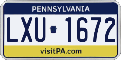 PA license plate LXU1672