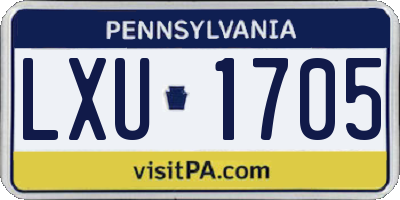 PA license plate LXU1705
