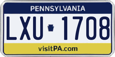 PA license plate LXU1708