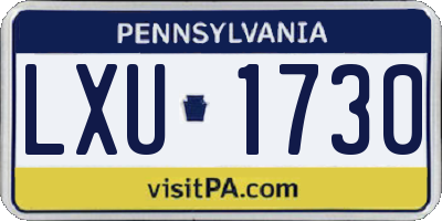 PA license plate LXU1730