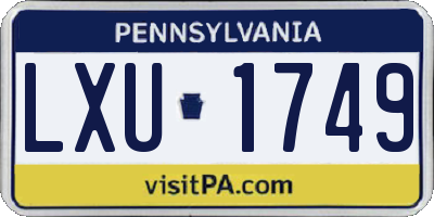 PA license plate LXU1749