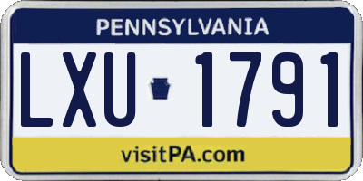 PA license plate LXU1791