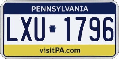 PA license plate LXU1796