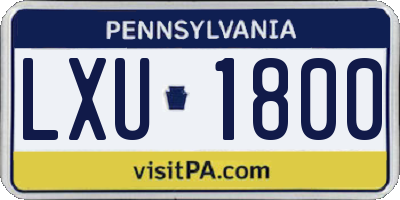 PA license plate LXU1800