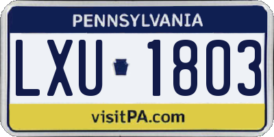 PA license plate LXU1803