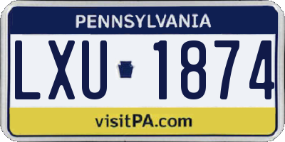 PA license plate LXU1874