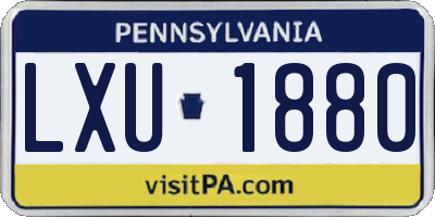 PA license plate LXU1880