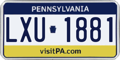PA license plate LXU1881