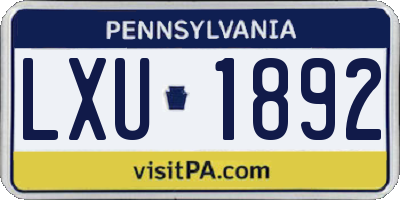 PA license plate LXU1892