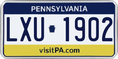 PA license plate LXU1902