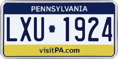 PA license plate LXU1924