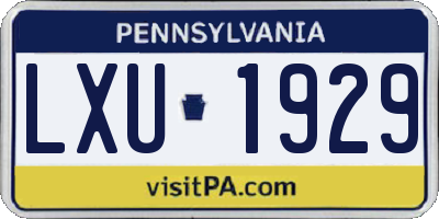 PA license plate LXU1929