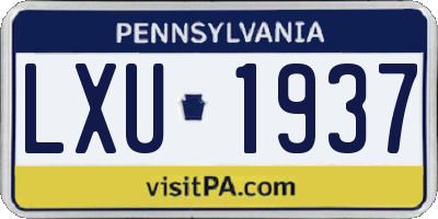 PA license plate LXU1937