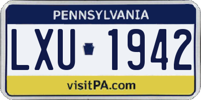 PA license plate LXU1942