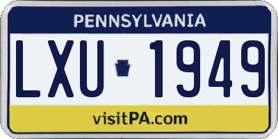 PA license plate LXU1949