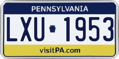 PA license plate LXU1953