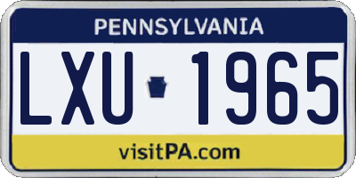 PA license plate LXU1965