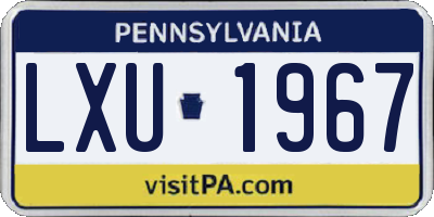PA license plate LXU1967
