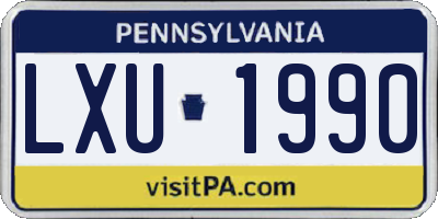PA license plate LXU1990