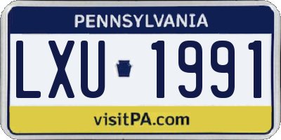PA license plate LXU1991