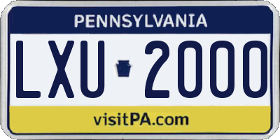 PA license plate LXU2000
