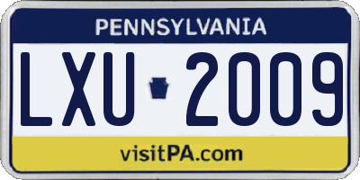 PA license plate LXU2009
