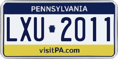 PA license plate LXU2011