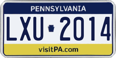 PA license plate LXU2014