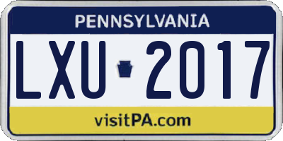 PA license plate LXU2017