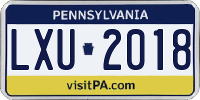 PA license plate LXU2018