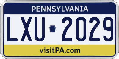 PA license plate LXU2029
