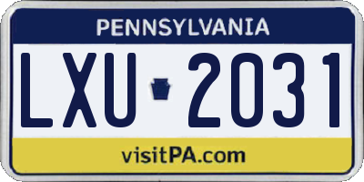 PA license plate LXU2031