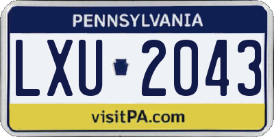 PA license plate LXU2043