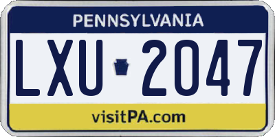 PA license plate LXU2047
