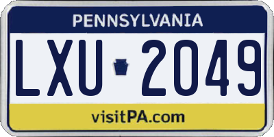 PA license plate LXU2049