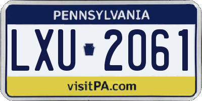 PA license plate LXU2061