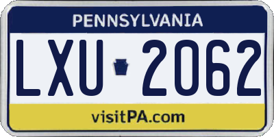 PA license plate LXU2062