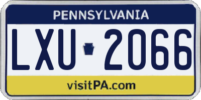 PA license plate LXU2066