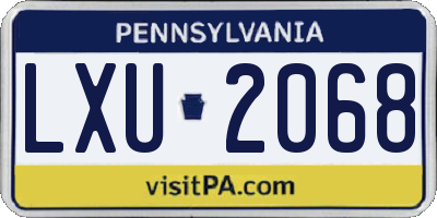 PA license plate LXU2068