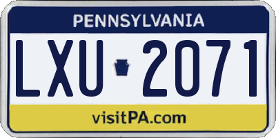 PA license plate LXU2071
