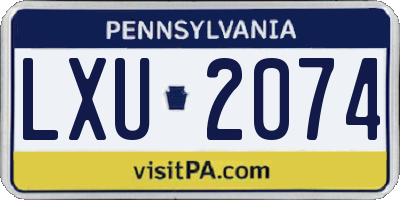 PA license plate LXU2074