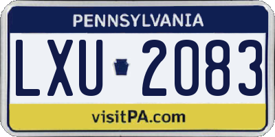 PA license plate LXU2083