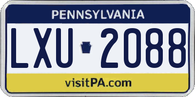 PA license plate LXU2088