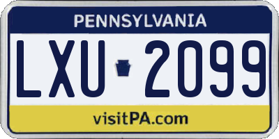 PA license plate LXU2099